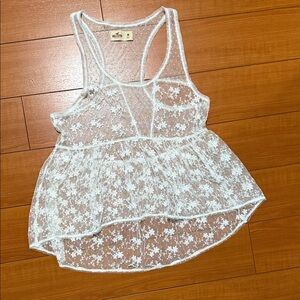 Hollister White Lace Tank Top